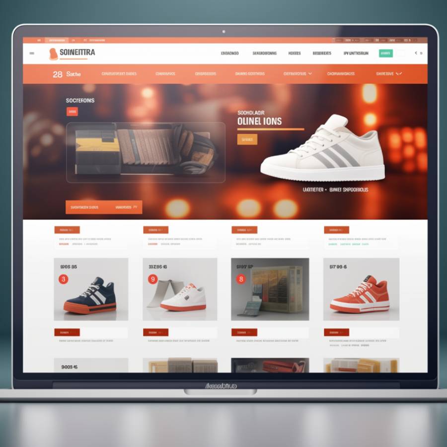 Online shoe store webpage with various sneaker options displayed.