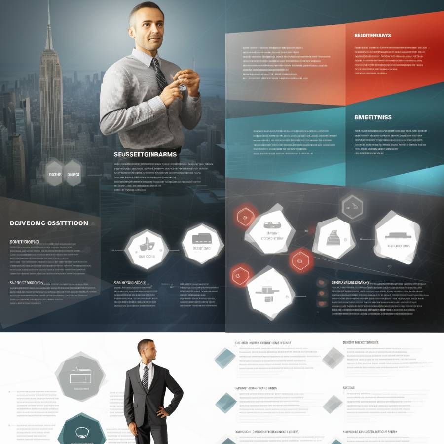 Business presentation templates with hexagonal design elements.
